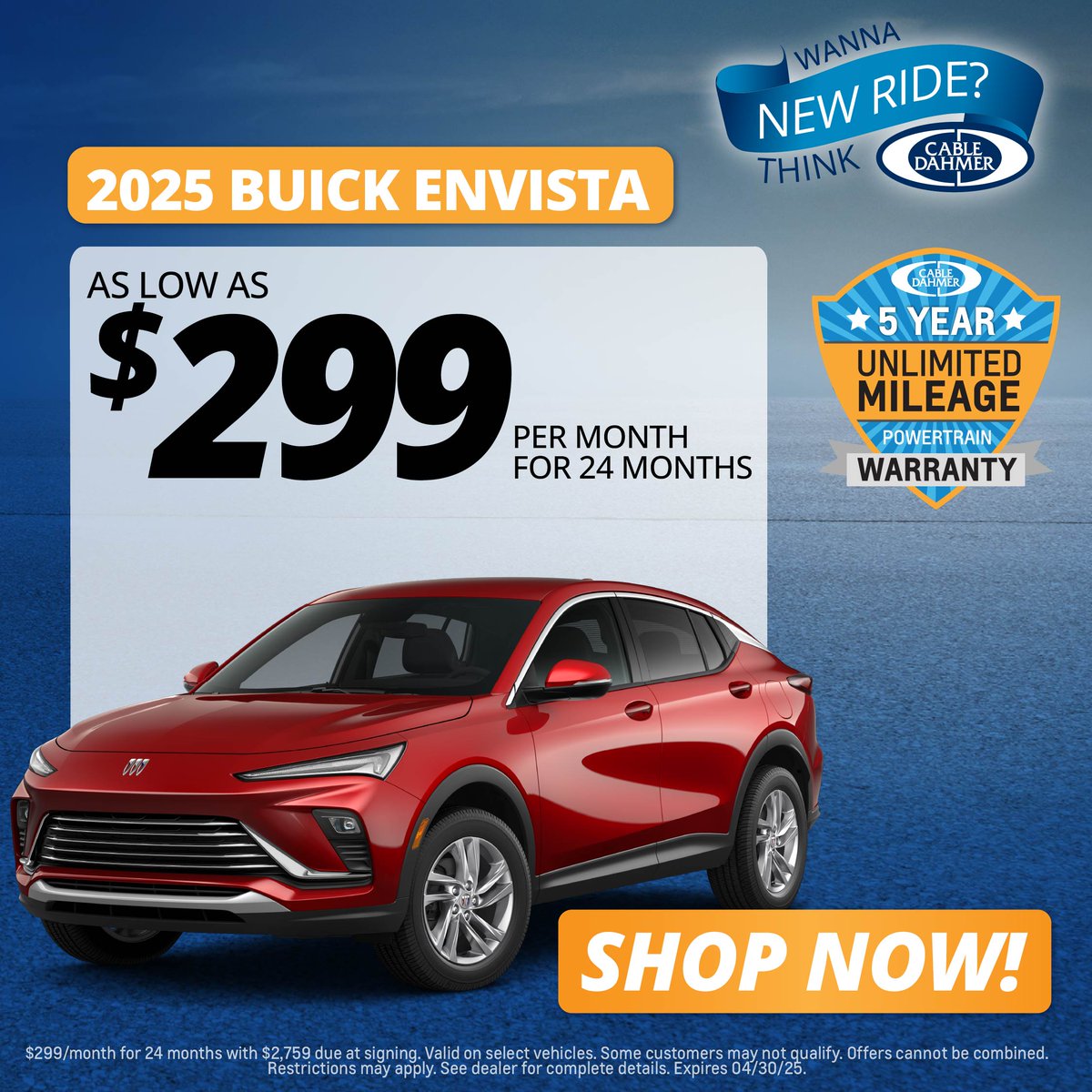 Upgrade your ride this April at Cable Dahmer of Topeka! ✨ Drive the 2025 Buick Envista for as low as $299 a month! 🙌 Don't miss out on this offer!
Explore our Buick Envista inventory now! ➡️ bit.ly/3Rh10Qw
#Buick #Envista #CableDahmer #Topeka