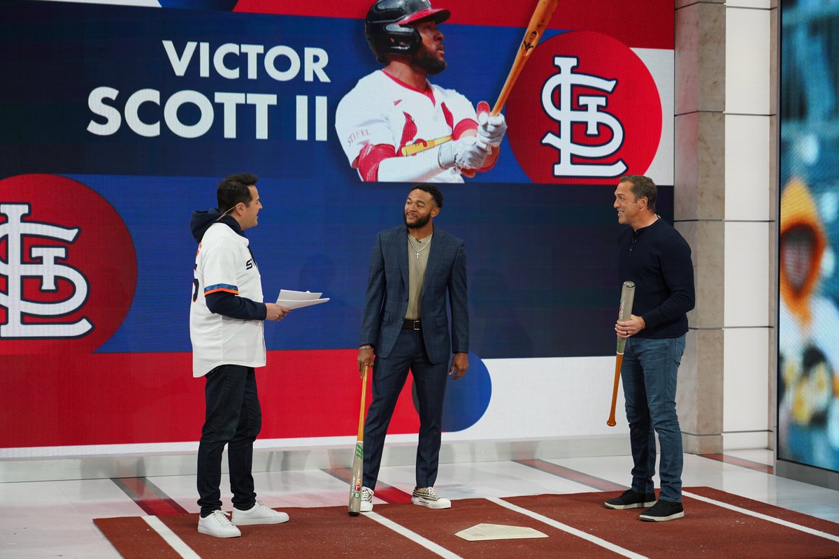 MLBNetwork's tweet photo. Speed was in the building today! 💨

Shoutout to @Cardinals outfielder @Victor_Scott2 for dropping by the MLB Network studios! https://t.co/OybFpmyq1B