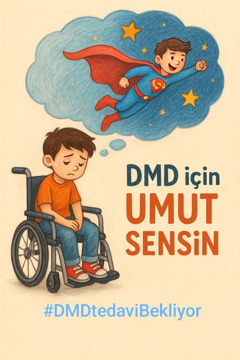 Duchenne Musküler Distrofi (DMD), ilerleyici kas erimesine yol açar. 7500 çocuk bu hastalıkla mücadele ediyor. Tedaviye ulaşmaları artık bir lüks olmamalı! #DMDtedaviBekliyor
<a href="/saglikbakanligi/">T.C. Sağlık Bakanlığı</a> <a href="/drmemisoglu/">Prof. Dr. Kemal Memişoğlu</a> <a href="/suayipbirinci/">Doç. Dr. Şuayıp Birinci</a> <a href="/DrYerebakan/">Dr. Halit Yerebakan</a>