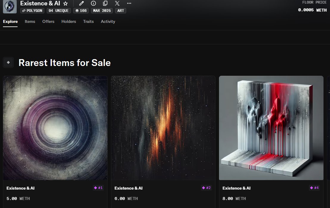 _Existence_AI's tweet photo. 🎨 Just dropped some stunning new NFTs in my “Existence & AI” collection on OpenSea! 😍 
Which piece catches your eye the most? Tag a friend who’d love this!
👉 Check it out now: https://t.co/8xlpAQYCGV
#NFT #NFTs #OpenSea #CryptoArt