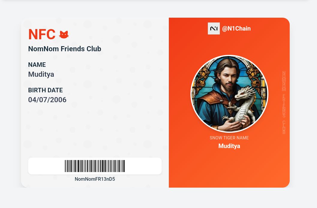 I just generated my NFC .....
<a href="/N1Chain/">N1</a> <a href="/JulesXBT/">Jules | n/acc</a>,<a href="/0xNarb/">narb</a> &amp; <a href="/AliciaYL0/">Alicia</a>