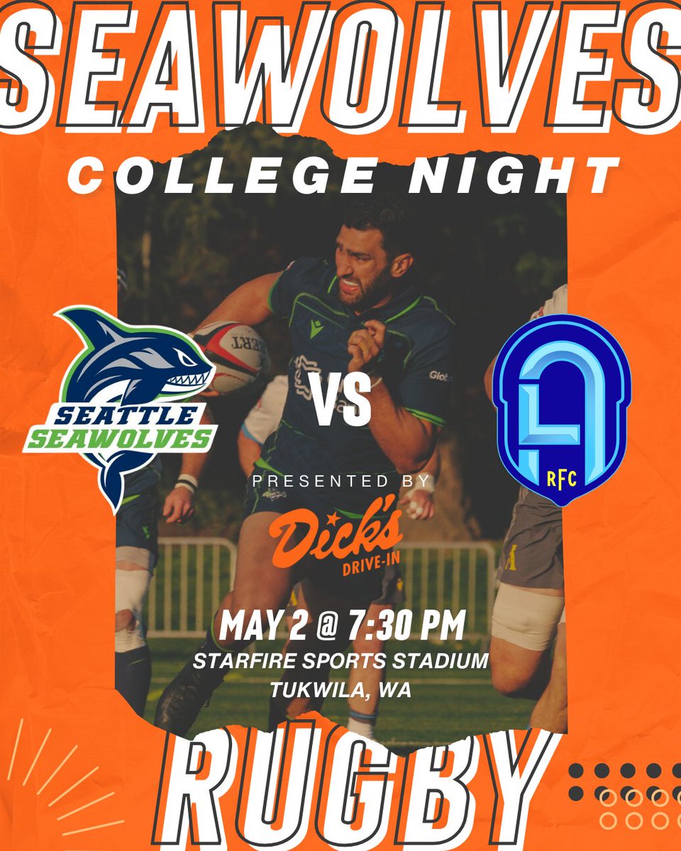 Dick's Drive-Ins (@dicksdriveins) on Twitter photo Rugby fans—and soon-to-be fans—it's time to enjoy another West Coast rivalry match! Seattle Seawolves host RFC Los Angeles on Friday, May 2nd. We will be there with burger tosses, giveaways, and our food truck! Check out the Family Pack ticket options: bit.ly/SeawolvesMay2 Rugby fans—and soon-to-be fans—it's time to enjoy another West Coast rivalry match! Seattle Seawolves host RFC Los Angeles on Friday, May 2nd. We will be there with burger tosses, giveaways, and our food truck! Check out the Family Pack ticket options: bit.ly/SeawolvesMay2