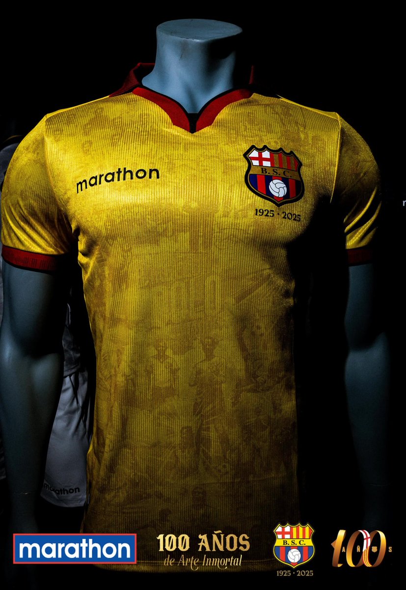 BarcelonaSC's tweet photo. ¡Nuestra indumentaria lista para esta noche, gracias a #MarathonSports! 💛 

#100AnosDeArteInmortal 
#CentenarioBSC https://t.co/cpPYXhPhGf