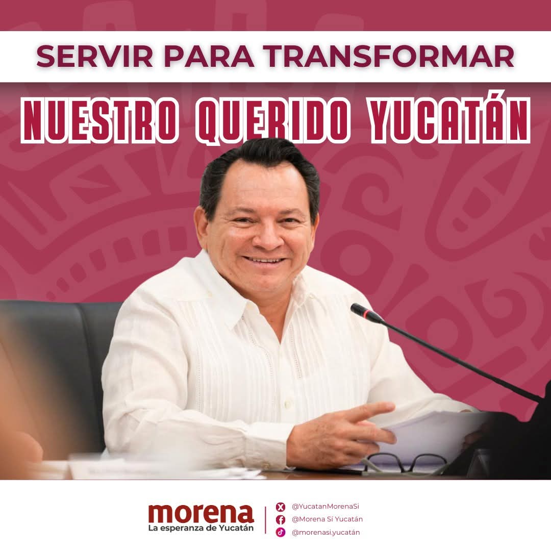 YucatanMorenaSi's tweet photo. Nuestro Gobernador tiene claro el camino: construir un #Yucatán justo, en paz y con oportunidades para todas y todos.🤝❤

#CuartaTransformación #RenacimientoMaya https://t.co/6YNGoPdi2G