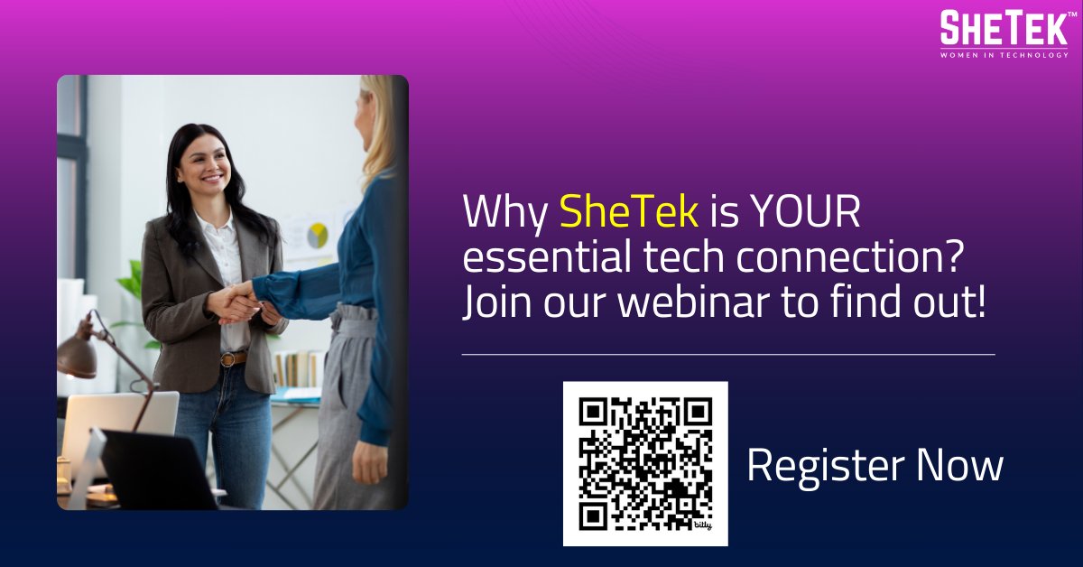 Discover your gateway to an inspiring tech journey! Join the FREE #SheTekwebinar to connect with women &amp; allies, learn, grow, and discover mentorship, resources, and a #community. Current SheTekkers! Come explore new opportunities! Register now!

bit.ly/STOutlet26

#SheTek