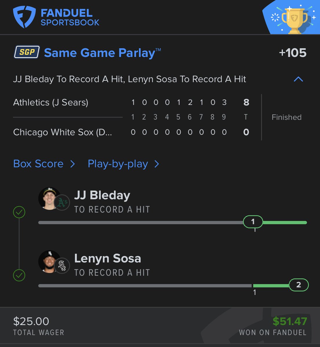 FlexAndFortune's tweet photo. Hit parade yesterday 🎯💰
✅ Burger/Ward/Seager → $60.76
✅ Bleday/Sosa → $51.47
✅ Carroll/Elly → $50.91
✅ Edwards/Lopez/Carroll → $146.2
We’re dialed in — let’s keep cooking 🔒 #FlexAndFortune #FanDuel #MLB #GamblingX https://t.co/w5exPjQb4i