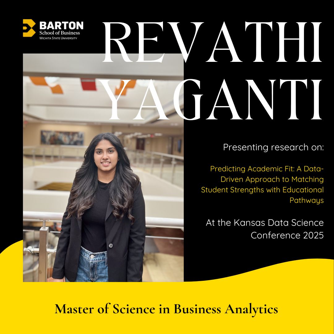 msba_wsu's tweet photo. Empowering students through data!

Our MSBA student @RevYaganti , guided by Dr. Nasir, is presenting her research at #KDSC2025 on using predictive analytics to match student strengths with the right academic paths.

#msba #bartonschoolofbusiness #wichitastate https://t.co/pI2pwpvqXX