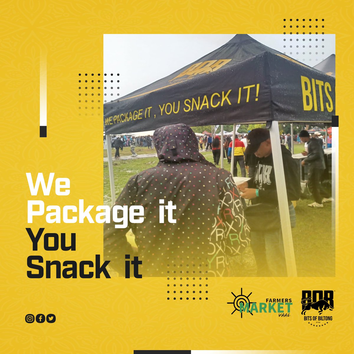 bitsofbiltong's tweet photo. Thank you to everyone who showed us support at Vaal Famer’s Market this past weekend. We all had a blast serving  you The premium Biltong Snack. 

#BitsOfBiltong #vaalfamersmarket #biltong #snack https://t.co/4O0Oqm1gu1