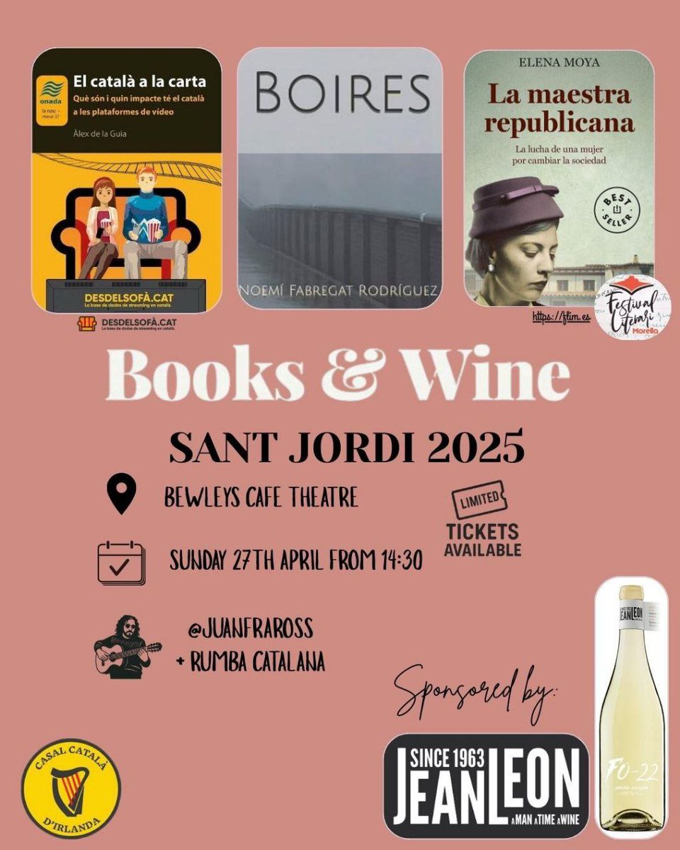 Viviu a Irlanda i voleu celebrar #SantJordi en català?
Aquí teniu 3 boníssimes opcions.

-26 abril a la llibreria Seanchaí de Kildare.
-27 abril a la cafeteria Bewley's de Grafton Street (Dublín).
-Si no podeu venir i voleu un dels llibres o la rosa de la imatge, envieu-me un DM.