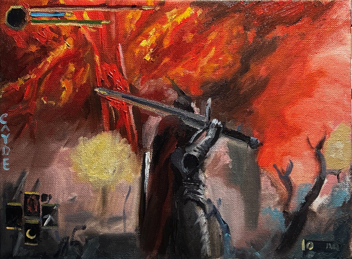 caydeplanet's tweet photo. I made an oil painting of Elden Ring https://t.co/yWBysHjuBz