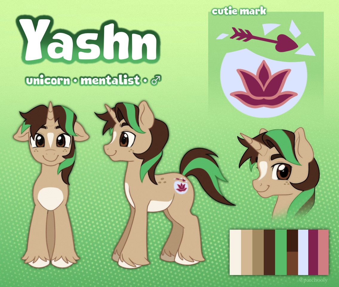 I'm so excited to release today the refsheet of my new truesona!
Do you have any idea of what his cutie mark is all about...?

Thanks a lot to my friend Patchooly who made the refsheet 💙