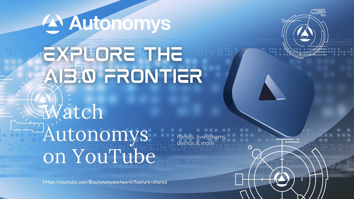 everyoung1991's tweet photo. 1/
🔼 Did you know @AutonomysNet has a YouTube channel?
It’s more than just videos—it’s your window into the evolving AI3.0 ecosystem.
#AI3 #deAI #SubspaceNetwork
#Web3 #YouTube #Crypto #Autonomys https://t.co/82z7f4kKLE