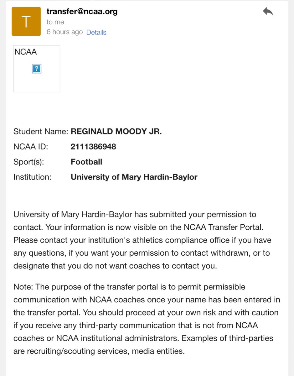rmoodyjr10's tweet image. After much thought and prayer, I’ve decided to enter my name into the transfer portal to explore new opportunities for my academic and athletic future.
I’m grateful for the opportunity at Mary Hardin-Baylor and everything this chapter has given me. I’m excited for what’s ahead!…
