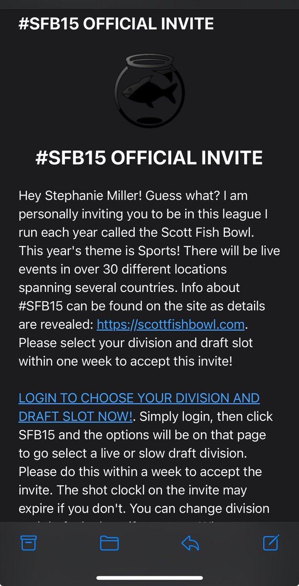 I look forward to this email every year and feel blessed to be part of such an amazing fantasy football community!
Can’t wait to see everyone at the Dallas Live event #SFB15