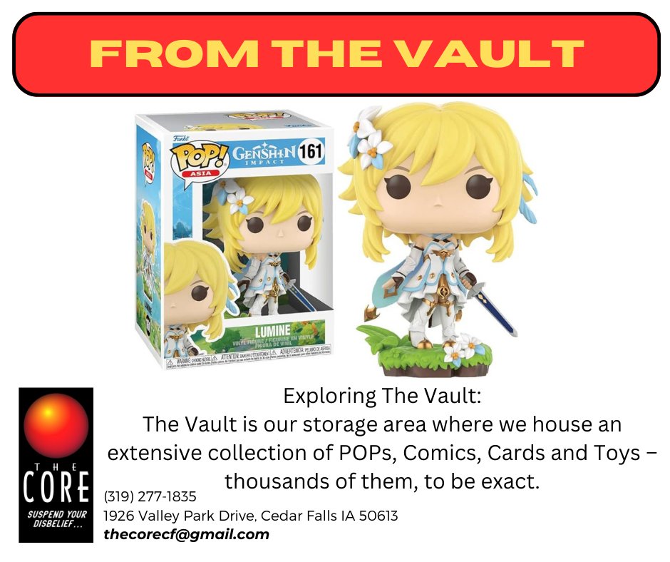 TheCore_CF's tweet photo. #VaultedFunko #genshinimpact #thecorecf #thecorecomicsandgames #shopsmall 
#family #business #shop #thingstodo #buylocal #gifts #shoplocal #supportlocal #creative #newtoday https://t.co/esuRt2eXAn