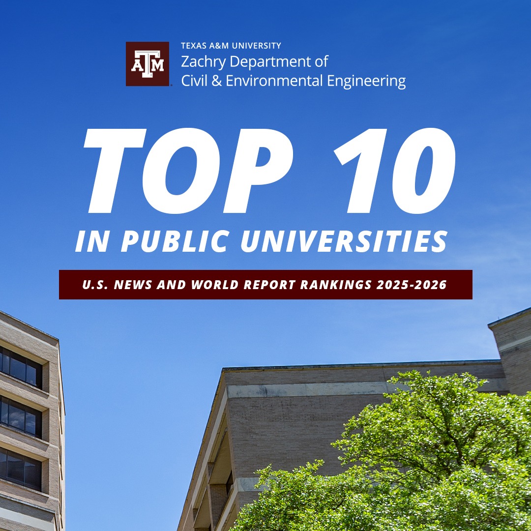 We are once again ranked in the top 10 of public graduate civil engineering schools. Here's to another year of outstanding scholarship, research and student excellence! #CVEN #WHOOP