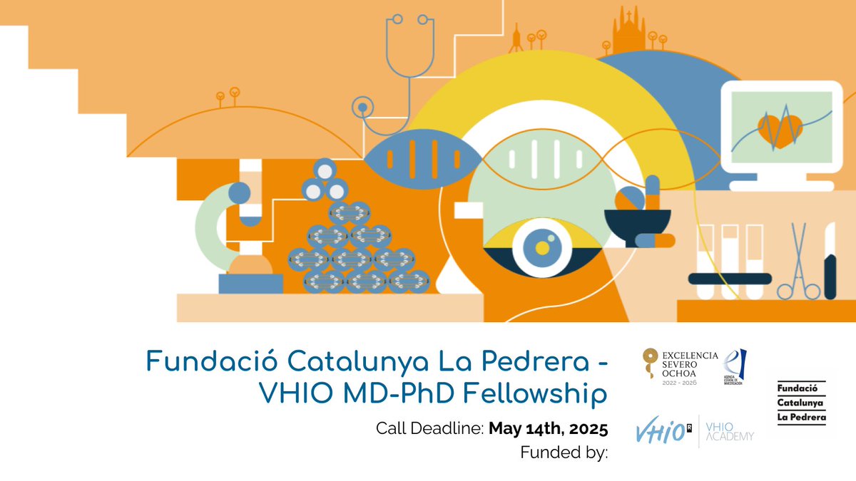 📣 Are you an #MD passionate about research? @fclp_fundacio #VHIO MD-PhD Fellowship is now open! 🚀

An excellent opportunity for MDs who wish to become experts in translational medicine and contribute to evidence-based medicine 👉 linke.to/FellowshipPedr…

📅 Deadline: May 14th