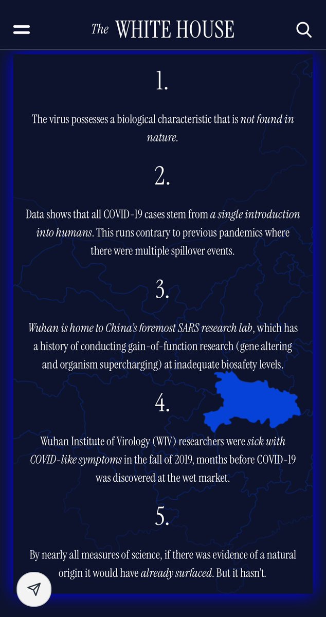 以毒灭共两步走，共匪看了直发抖～ 

1. 白宫今日公布病毒溯源来自武汉。
2. 美国拥有从未被世人见过的：瞬移技术。一旦被应用，就会立刻让所有军事力量都变得过时。此技术能够操控时间和空间。