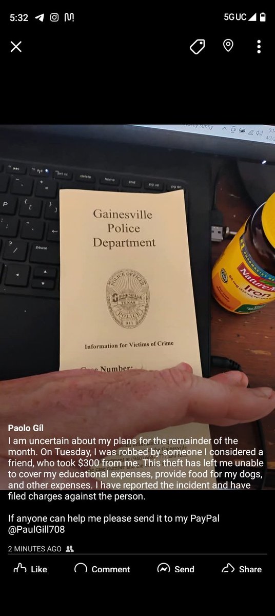 This month has been devastating; I was robbed of $12,000, leaving my dog and me without food or electricity. I've sought assistance from a local church, but they don't have any dog food available. I am reaching out for help, 
PayPal is PaulGill708