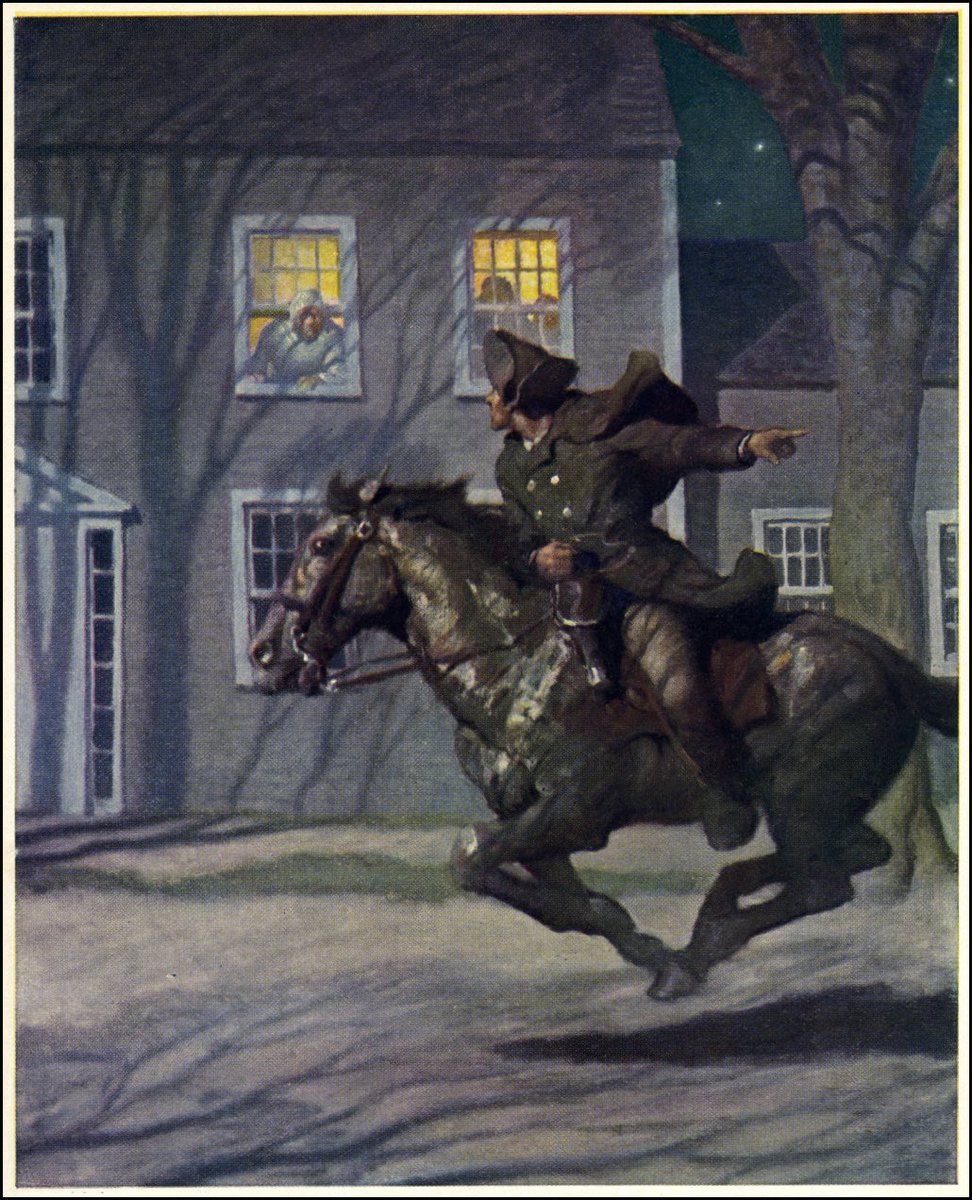 April 18, 1775: The midnight ride! 

Paul Revere, William Dawes, and Samuel Prescott rode in the dead of night to warn colonial militia of the advance of British troops. 

This warning led to the battles of Lexington and Concord.