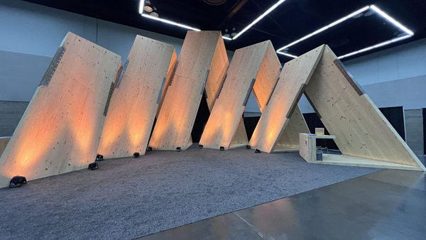 wvco's tweet photo. We loved seeing the Campfire Coil take center stage at the Mass Timber Conference! 

It was a bold and beautiful example of how cross-laminated timber can spark both conversation and creativity.

Read more here: https://t.co/5zcYmLBMkG

📸: Globe News Wire https://t.co/zSmxjh764N