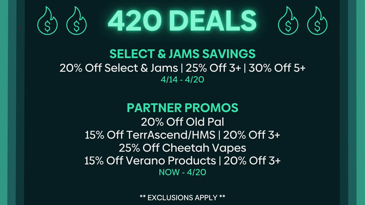 curaleafmd's tweet photo. 420 is here and we’re blazing the deals. Up to 25% Off Storewide on your favorite cannabis products. Don’t miss your moment – this only comes once a year. Hit the store. Light it up. https://t.co/CMXzkScdXM