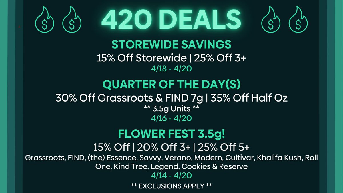 curaleafmd's tweet photo. 420 is here and we’re blazing the deals. Up to 25% Off Storewide on your favorite cannabis products. Don’t miss your moment – this only comes once a year. Hit the store. Light it up. https://t.co/CMXzkScdXM