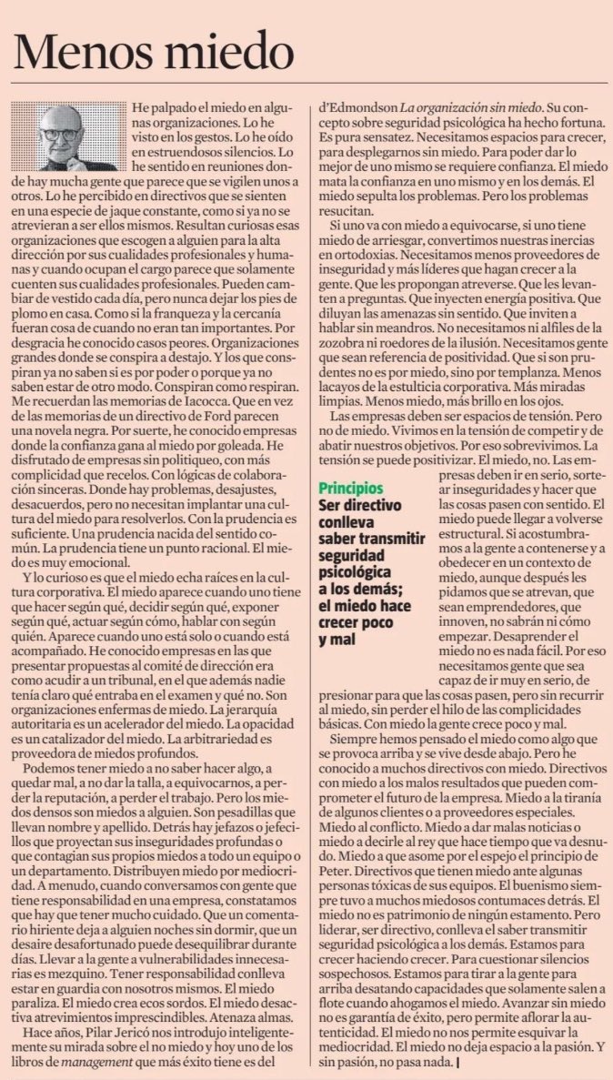 dialogosdeliderazgo (@dialogoslideres) on Twitter photo 🟥 #Liderazgo | Los líderes mediocres generan miedo, que bloquea la #confianza, la #innovación y el crecimiento en las organizaciones y contamina la #cultura corporativa. “El miedo hace crecer poco y mal”
Por <a href="/XavierMarcet/">Xavier Marcet</a> 🟥 #Liderazgo | Los líderes mediocres generan miedo, que bloquea la #confianza, la #innovación y el crecimiento en las organizaciones y contamina la #cultura corporativa. “El miedo hace crecer poco y mal”
Por <a href="/XavierMarcet/">Xavier Marcet</a>