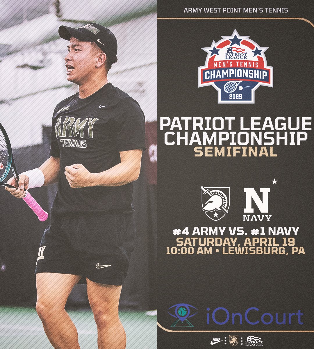 Army Men's Tennis (@armywp_mtennis) on Twitter photo An Army-Navy rematch for the <a href="/PatriotLeague/">Patriot League</a> Semifinals! πͺ
We'll see you tomorrow at 10 AM!
#BeatNavy An Army-Navy rematch for the <a href="/PatriotLeague/">Patriot League</a> Semifinals! πͺ
We'll see you tomorrow at 10 AM!
#BeatNavy