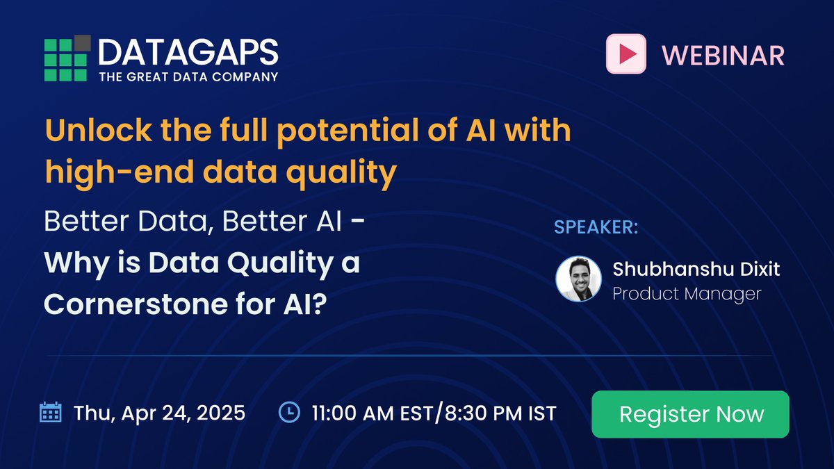 DatagapsTeam's tweet image. Great AI starts with great data. #DatagapsDataOpsSuite empowers organizations:
1. Build reliable, scalable, and trustworthy AI models, and 2. Automate data validation with low-code tools
Register here: hubs.la/Q03h_thK0
@datagaps #DataQuality #AutomatedTesting