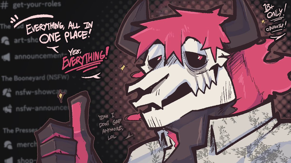Lifes too hard to make things too complicated, so I've decided to put everything all in one place : I made a new discord server!

All my NSFW, SFW and Shop antics will all be under one roof, check the replies for the invite! (18+ Only, ofc)