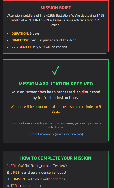 Samir280902's tweet photo. @419coin_com CpKzg92QGsnJT6Aca1saCbzqN82LFN1r483sa6kc2D15
Im done lest go
@Angga_Yunandaaa @alyankovic @gnr4eo8p
#419COIN #AirdropMission #CryptoGiveaway #SolanaAirdrop #JoinThe419th https://t.co/jj2doXv0vl