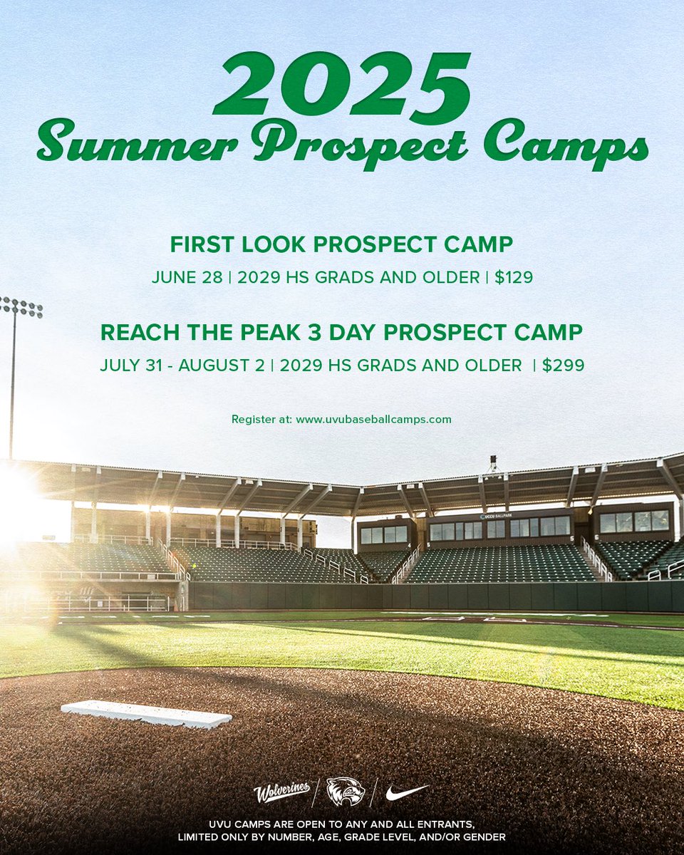 ‼️Future Wolverines‼️
Our 2025 Summer Prospect Camps are live! Don’t miss your opportunity to showcase your talents in front of the Wolverine Coaching staff! Register today at uvubaseballcamps.com