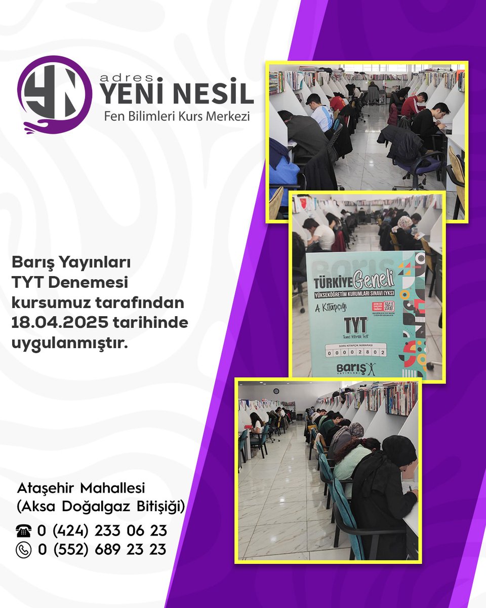 Barış Yayınları  TYT Denemesi kursumuz tarafından  18.04.2025 tarihinde uygulanmıştır.

#AdresYeniNesil #Deneme #DenemeSınavı #Sınav #BarışYayınları #TYTDeneme #TytSınavı #TYT #Elazığ #Elazig