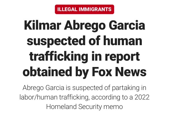 DHSgov's tweet image. Abrego Garcia is a MS-13 gang member, illegal alien from El Salvador, and suspected human trafficker. The facts reveal he was pulled over with eight individuals in a car traveling from Texas to Maryland with no luggage.
The media’s sympathetic narrative about this criminal…