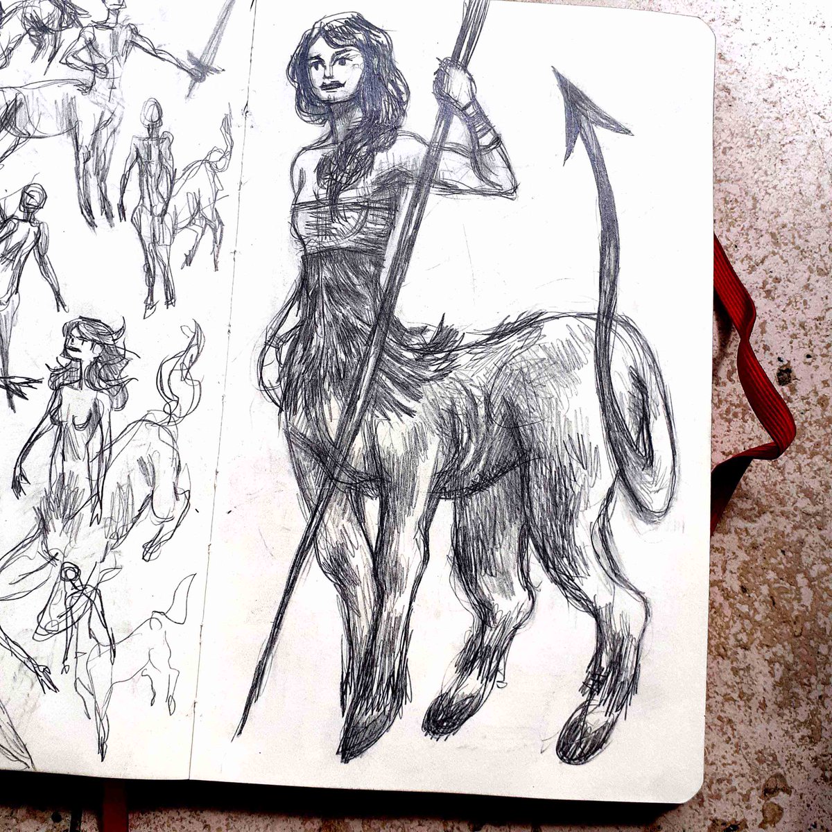 #sketchbook page of the day 205    

Centaur
#pencil

Exchangeart:exchange.art/dariomekler/nf…
Objkt: objkt.com/@dariomekler
IG: instagram.com/dariomekler 

#sketch #artwork #cuaderno #illustration #drawing #traditionalsketch #NFTCommunity #arts #myth #centaur