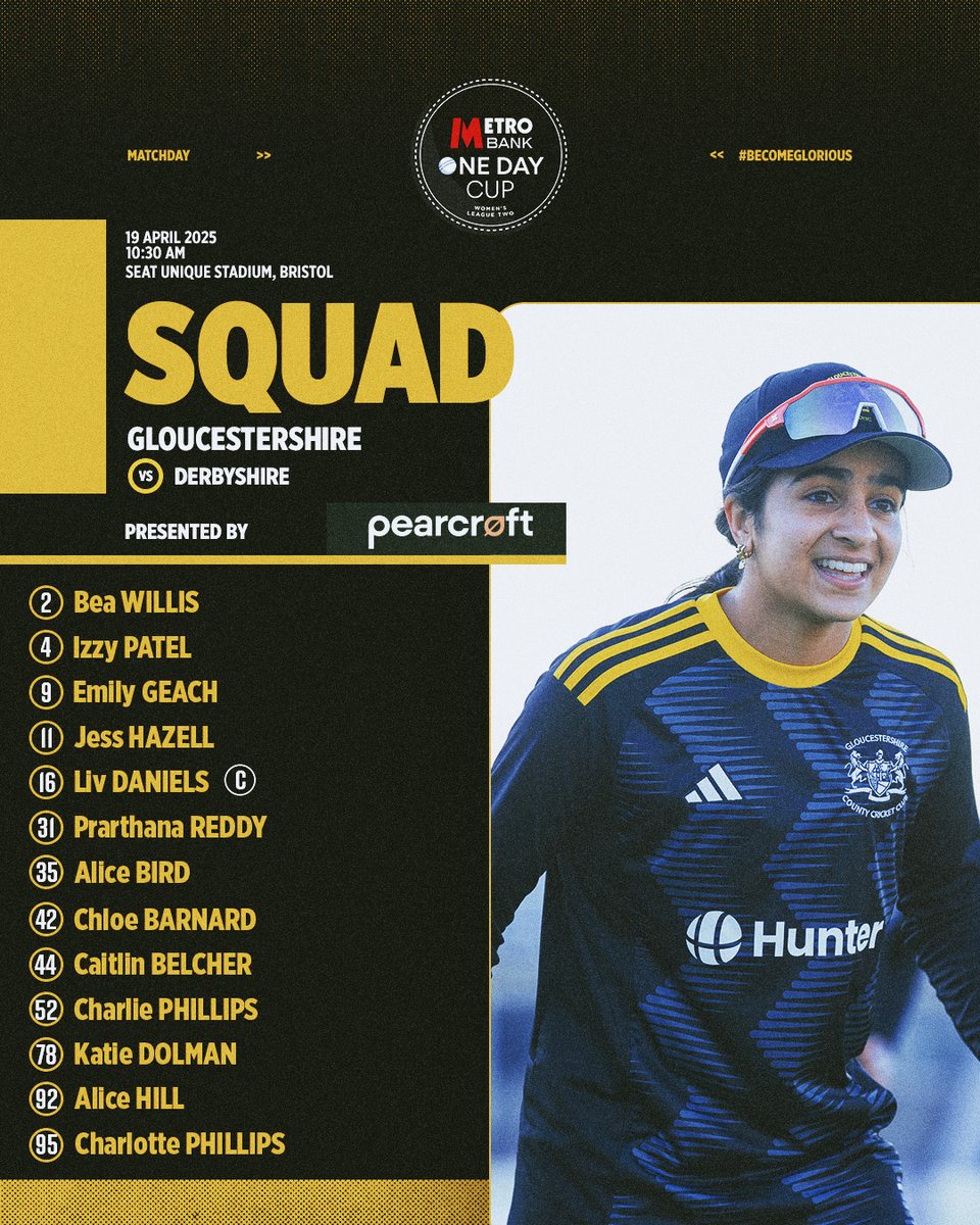 gloswomen's tweet photo. Our first squad of the season! 😍

Liv Daniels will captain the side, with Emily Geach as her vice.

We face Derbyshire in the Metro Bank One Day Cup Women's League 2 tomorrow!

#BecomeGlorious https://t.co/G2B75l2fXn