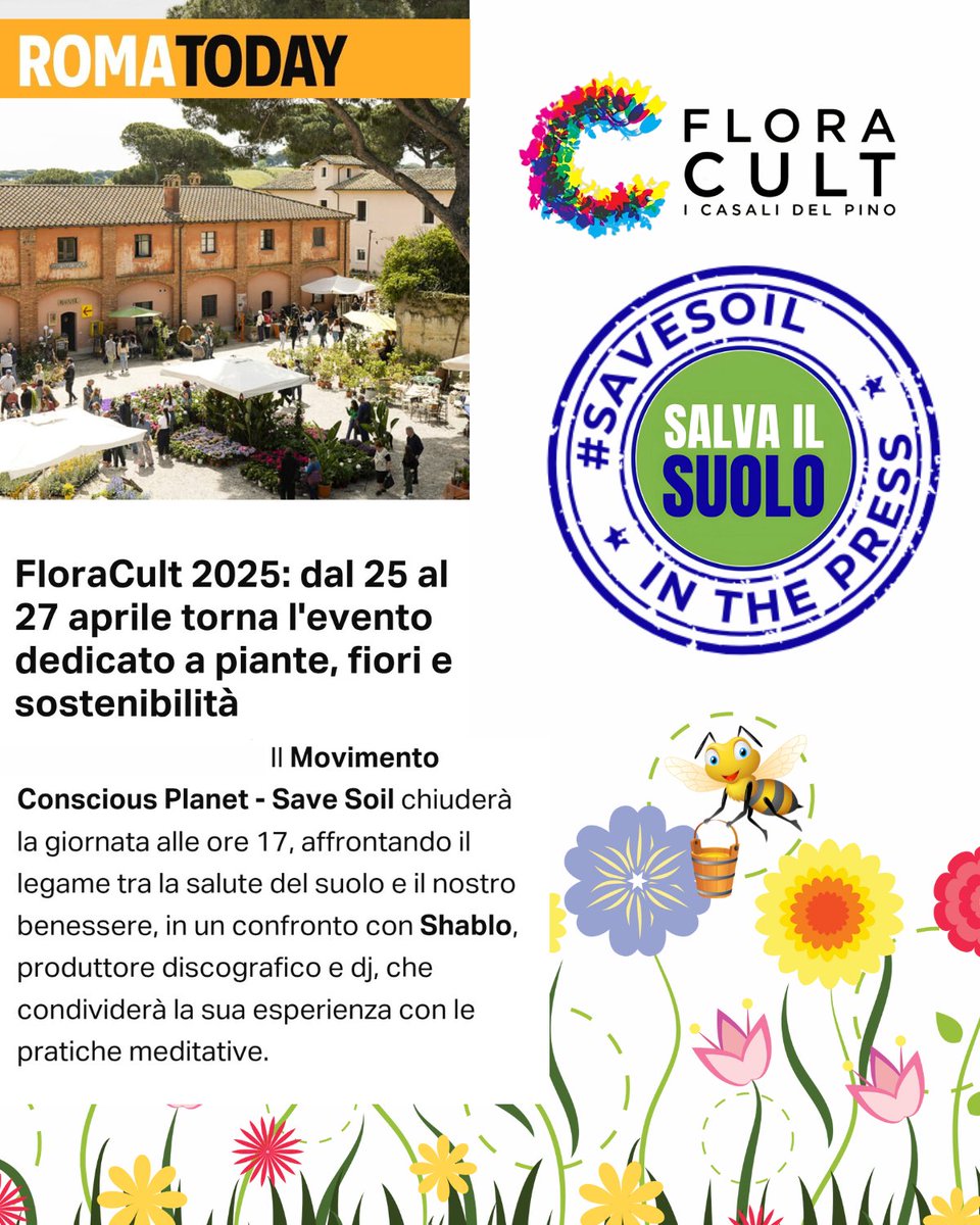 SaveSoilnc's tweet photo. Dal cuore verde di Roma Today … al cuore della terra.
Il 25 aprile ore 17:00 a #Floracult2025, il movimento #SaveSoil e Shablo insieme per “Suolo, il nostro stesso corpo”.
Talk + banchetto 26-27 aprile!
#SaveSoil #floracult2025 #Romatoday #sostenibilità https://t.co/FbMIdoqenu