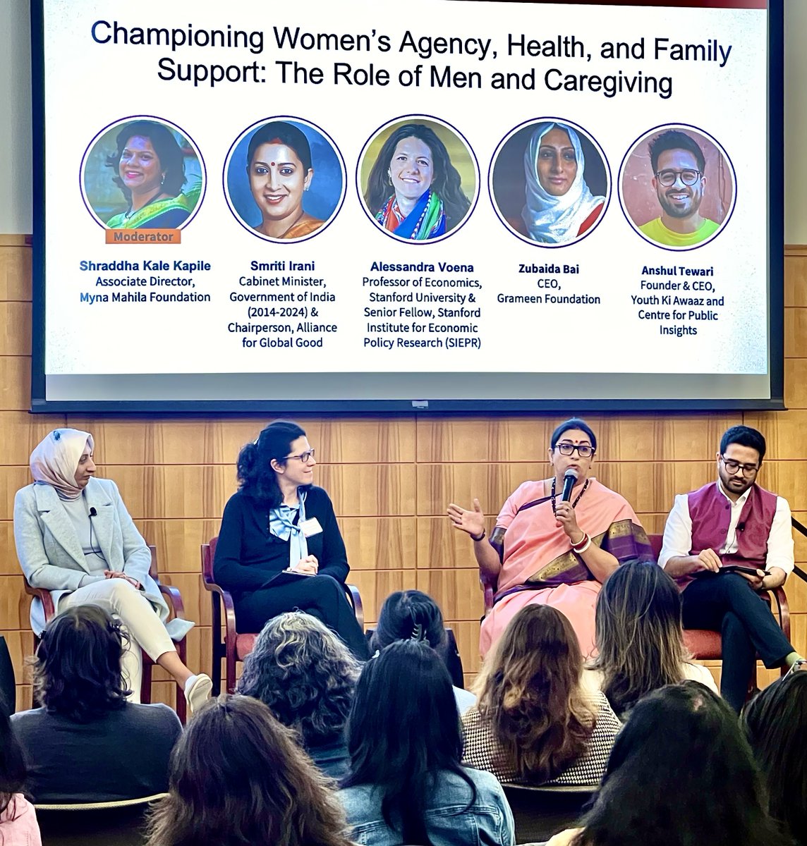 Stanford King Center on Global Development (@stanfordkingctr) on Twitter photo Today’s Future of Work for Women Summit brings together innovators from across sectors, committed to advancing opportunities for women across South Asia. 🌏
In the first panel, we’re honored to hear from: <a href="/smritiirani/">Smriti Z Irani</a>, <a href="/zubaidabai/">Zubaida Bai</a>, <a href="/GrameenFdn/">Grameen Foundation</a>, <a href="/anshul_tewari/">Anshul Tewari</a>, <a href="/YouthKiAwaaz/">Youth Ki Awaaz</a>. Today’s Future of Work for Women Summit brings together innovators from across sectors, committed to advancing opportunities for women across South Asia. 🌏
In the first panel, we’re honored to hear from: <a href="/smritiirani/">Smriti Z Irani</a>, <a href="/zubaidabai/">Zubaida Bai</a>, <a href="/GrameenFdn/">Grameen Foundation</a>, <a href="/anshul_tewari/">Anshul Tewari</a>, <a href="/YouthKiAwaaz/">Youth Ki Awaaz</a>.
