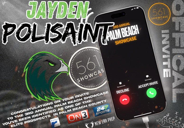 Jayden Polissaint (@_75problems) on Twitter photo I will be attending the 2025 (561) Palm Beach Showcase Camp. Looking forward to the competition. <a href="/561showcase/">561 Sports</a> @coachgadjacobs <a href="/EraPrep/">New Era Prep</a> I will be attending the 2025 (561) Palm Beach Showcase Camp. Looking forward to the competition. <a href="/561showcase/">561 Sports</a> @coachgadjacobs <a href="/EraPrep/">New Era Prep</a>