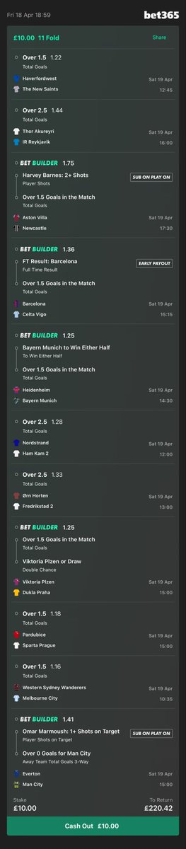 Ninety6ix0147's tweet image. 11 fold Saturday Play 🤞🏼 22 odds longshot #ACCA #BET365 
Add To Your Bet Slip - bet365.com/s/r/NckHb