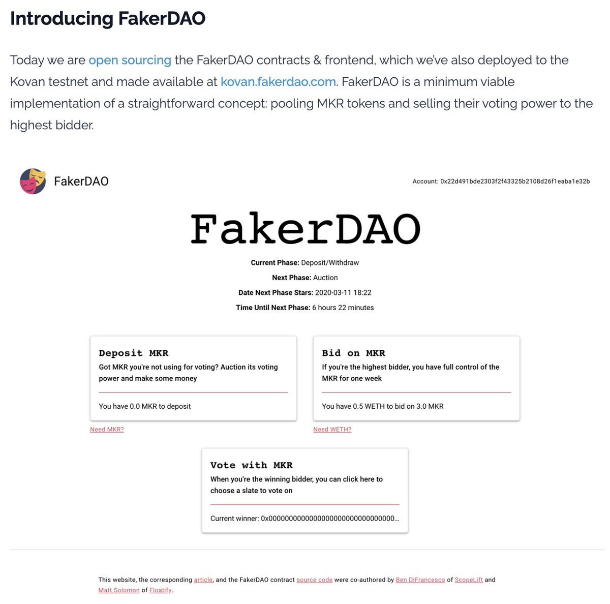 🧵 What's happening now with <a href="/lobbyfinance/">LobbyFi</a>, Arbitrum, &amp; other DAOs was predictable. In fact, I predicted it! (I know, I'm at risk of breaking my arm while patting myself on the back)

Four years ago, <a href="/msolomon44/">Matt Solomon</a> &amp; I published a post (&amp; some code) for something called "FakerDAO"