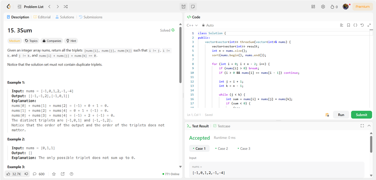 Day 6 of #100DaysOfCode

Solved Leetcode Problem #15: 3Sum
Feeling a bit demotivated today. This journey is taking almost everything out of me.
Starting to question — is this really what I wanted?
#Leetcode #DSA #SelfLearning #Cplusplus