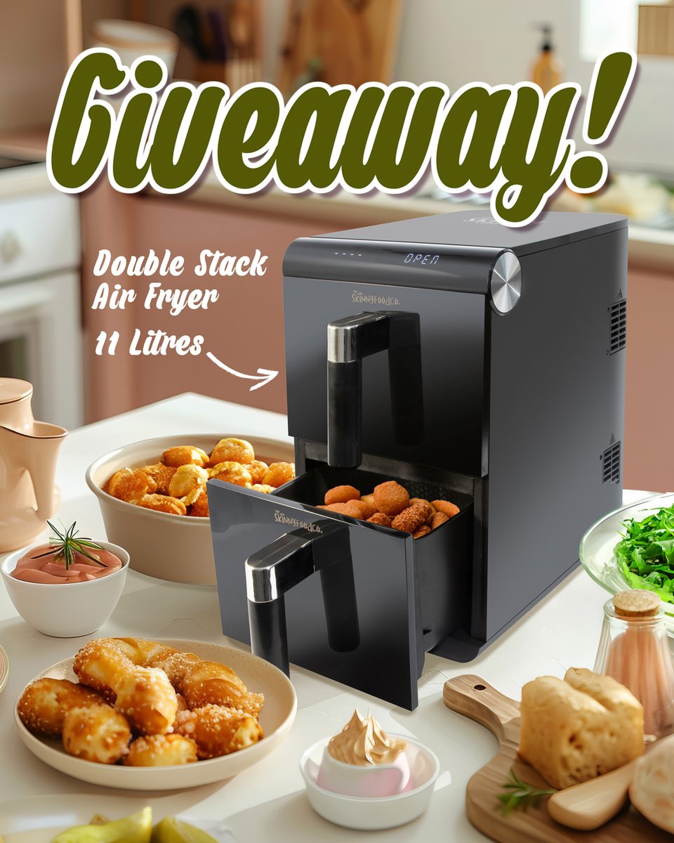 🔥 GIVEAWAY TIME! 🔥

Win the ultimate kitchen upgrade — the Skinny Food Co Black Double Stack Air Fryer (11L)! 🍟🍗

Want to WIN?⁠
❤️ Like this post⁠
❤️ Follow <a href="/skinnyfoodco/">The Skinny Food Co</a>⁠
❤️ Tag a friend you’d share the prize with!⁠
❤️ Interact with the latest posts⁠