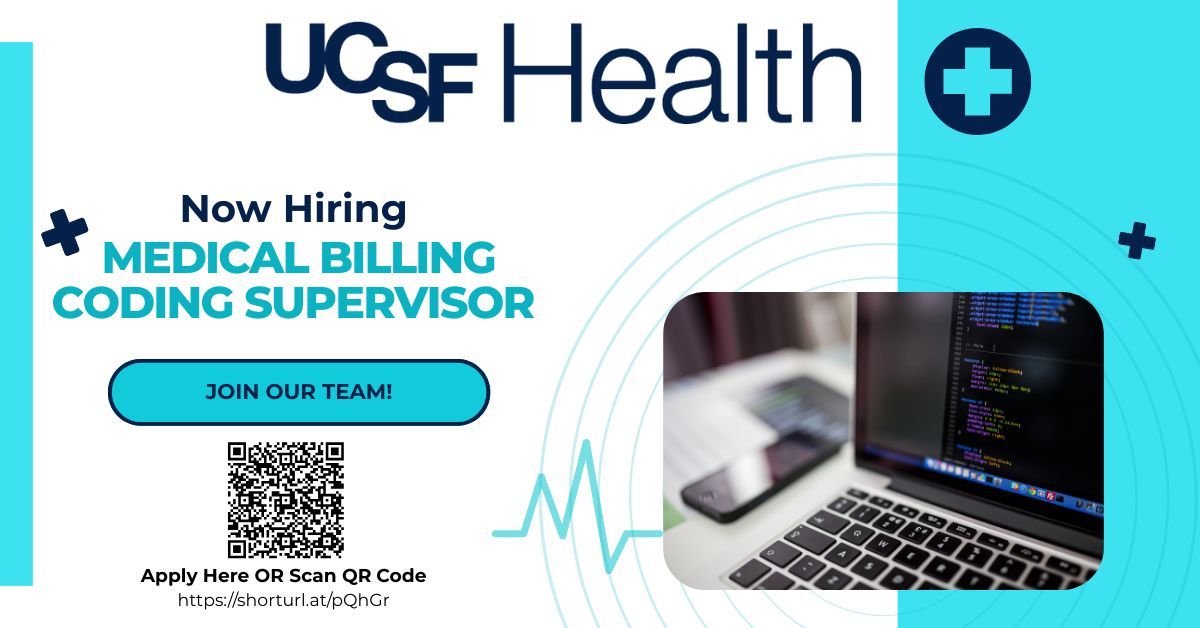 UCSFCareers's tweet photo. UCSF Health is hiring a Medical Fee Coding Supervisor,  you will oversee a specific group of coding staff, handle designated work queues, and managing assigned projects.   #UCSFCareers #FPORevenue Management #MedicalFeeCodingSupervisor
Apply Here: https://t.co/ZUOstlRFJ2 https://t.co/dPExKelrwX