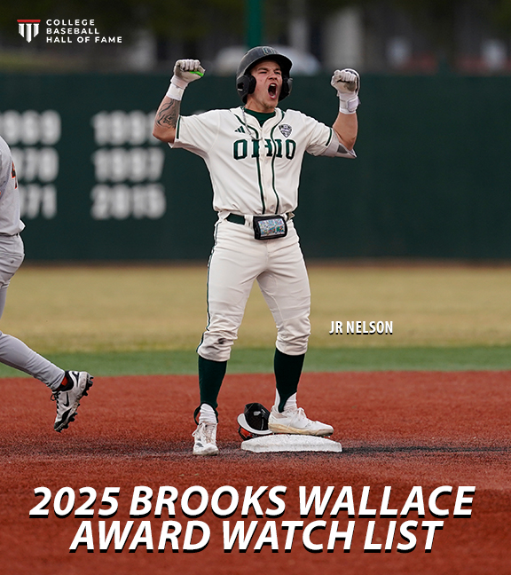 𝟐𝟎𝟐𝟓 𝐁𝐫𝐨𝐨𝐤𝐬 𝐖𝐚𝐥𝐥𝐚𝐜𝐞 𝐀𝐰𝐚𝐫𝐝 𝐖𝐚𝐭𝐜𝐡 𝐋𝐢𝐬𝐭 😺 

Congrats to sophomore JR Nelson for being selected among the Top 100 shortstops in the nation!

READ MORE: tinyurl.com/26p4tfmq

#OUohyeah | <a href="/MACSports/">MACtion</a> <a href="/CollegeDiamonds/">CollegeBaseballHoF</a>