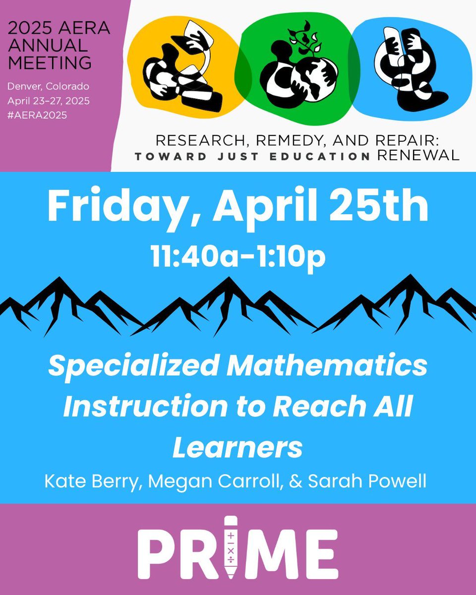 Heading to #AERA2025 next week? Please join me for several math conversations! For this talk, we'll be highlighting our IES-funded Math SPIRAL project. mathspiral.com