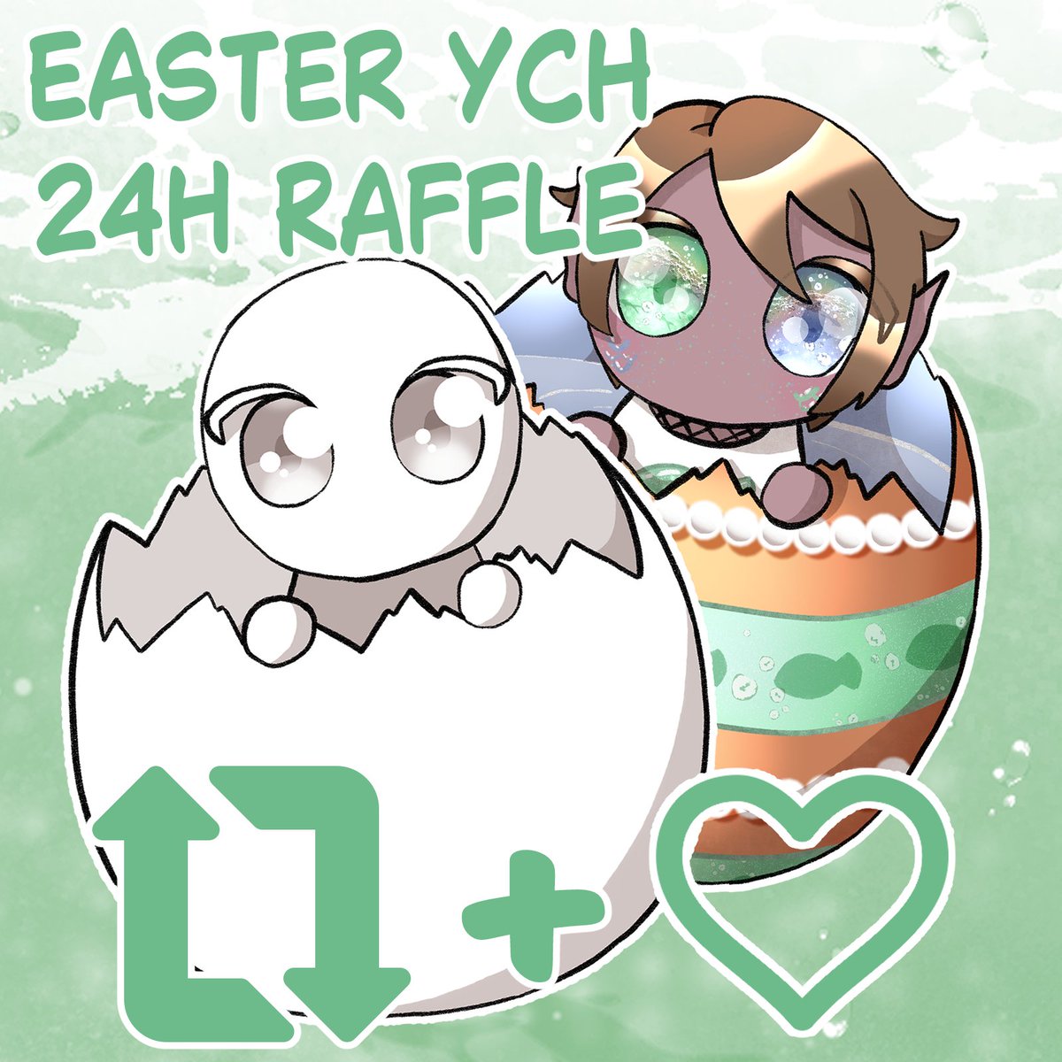 sel_demer's tweet photo. 💚Easter Art Raffle!💚

-Like and Retweet to enter
-1 winner here, 1 on Bluesky
(Custom egg pattern and color based on design, lore and/or mascot)

Ends in 24 hours, good luck!💚✨ https://t.co/VLnnInle2u