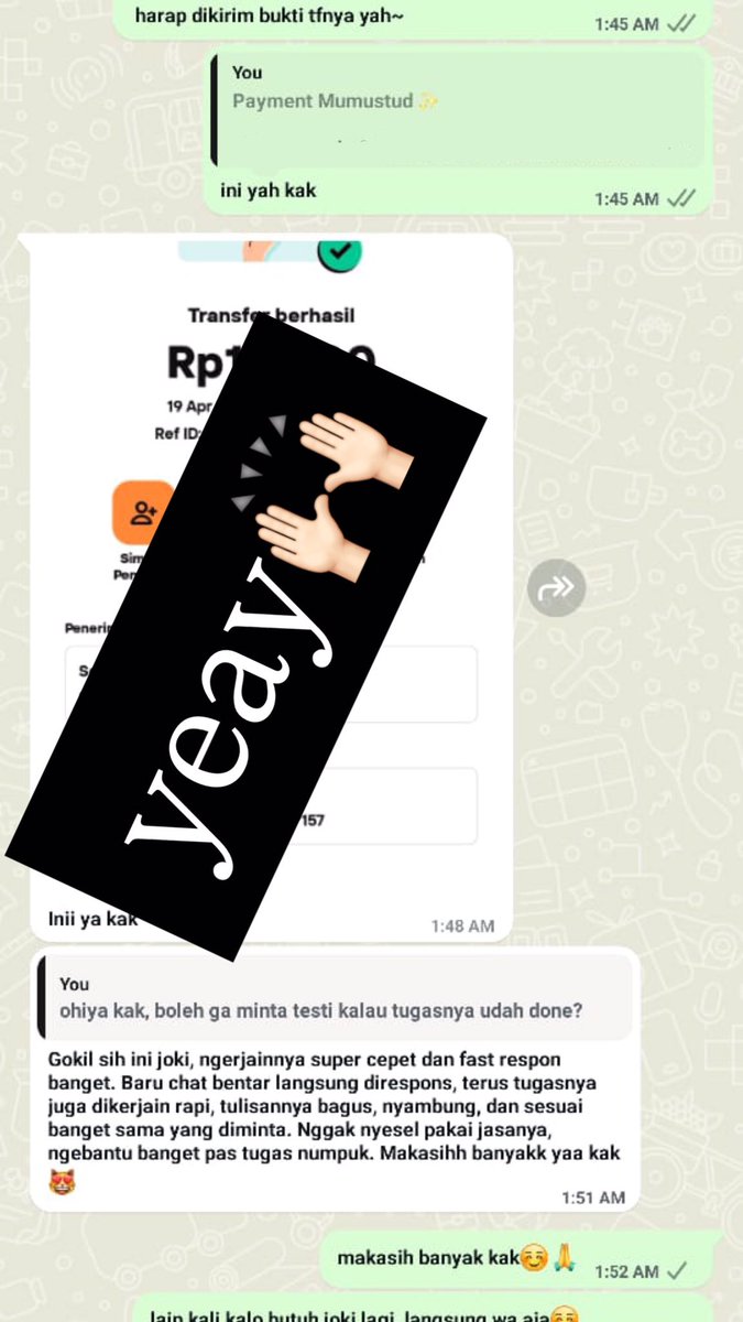 yeay!! another testimoni💯💯💯
makasii ya kak udah percayakan tugasnya kepada kami🤩🙌🏻
#jokitugas #jokitugaskuliah #jokitulis #jokitugasmurah #jokimakalah #jokidaftarisi