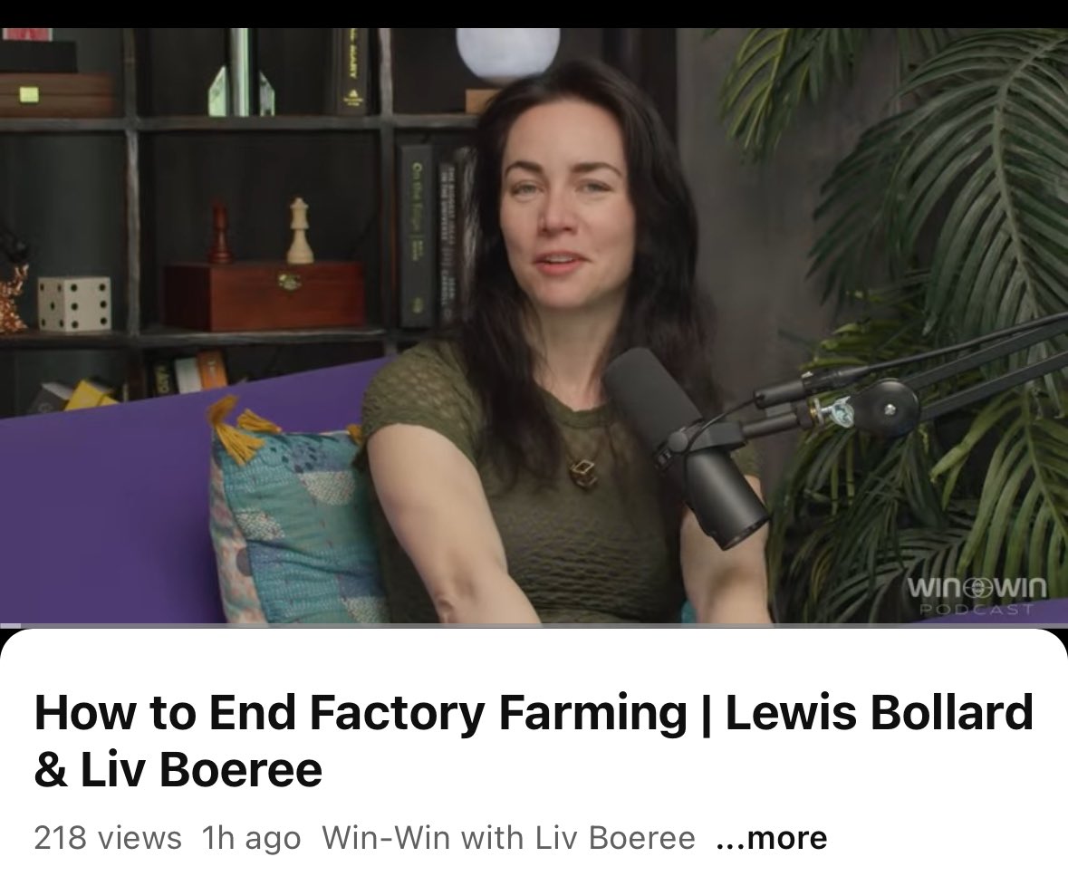 “There are so many problems on earth vying for our attention. But if I had to pick one where in say a hundred years time we look back and … we really screwed up … that would be factory farming.”

- The incredible <a href="/Liv_Boeree/">Liv Boeree</a> on our new Win-Win podcast interview. ⬇️